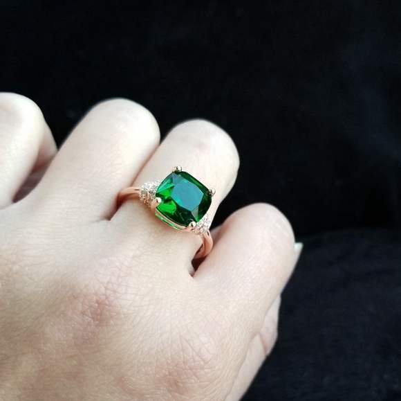 🔥LAST 1🔥NEW ROSE GOLD PLATED EMERALD RING - Picture 8 of 15